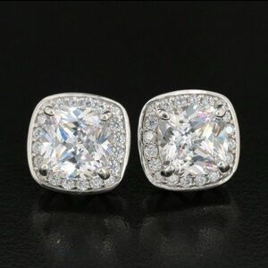 NEW sterling silver CZ cushion style earrings